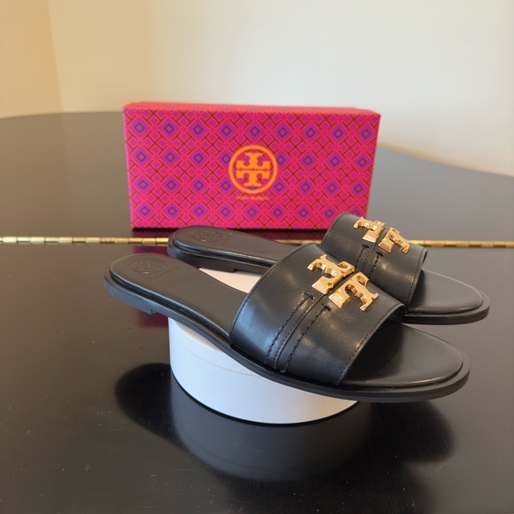 NWT Luxury Spring Summer Beach Authentic RARE Tory Burch Black Everly Slide/Shoe - Picture 13 of 17
